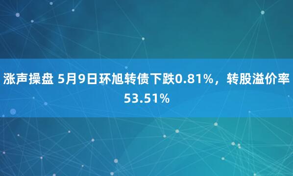 涨声操盘 5月9日环旭转债下跌0.81%，转股溢价率53.51%