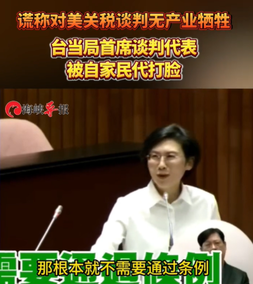 谎称对美关税谈判无产业牺牲？台当局首席谈判代表被自家民代打脸！