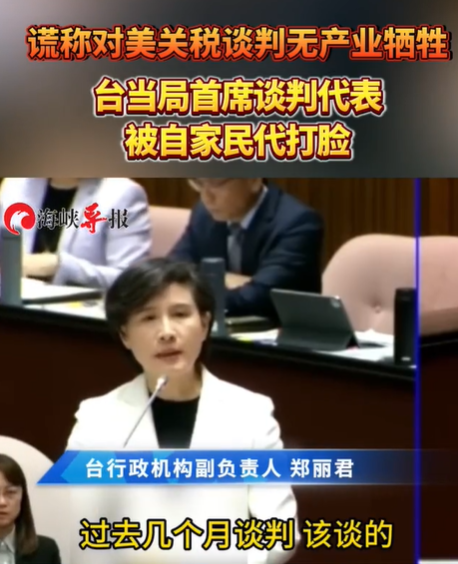 鑫恒盈配资 谎称对美关税谈判无产业牺牲？台当局首席谈判代表被自家民代打脸！